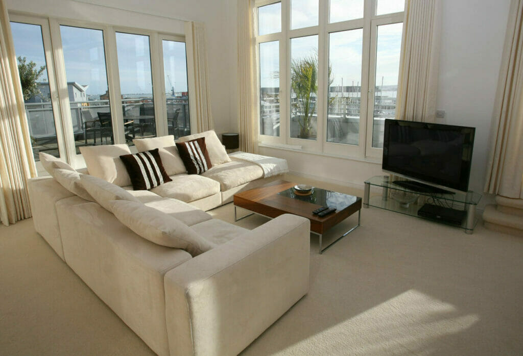 Living room with sofa and television