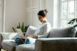 Woman working on a computer